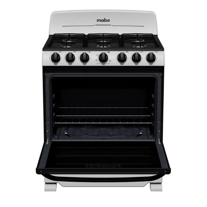 Cocina de Gas Mabe 30″ 6 Quemadores PlateadaNegro EM7622BAPS2 (3).webp