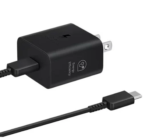 Adaptador de Corriente Samsung T2510 25W USB-C Carga Super Rápida con Cable Samsung USB-C a USB-C 1mt Negro EP-T2510XBTGTW