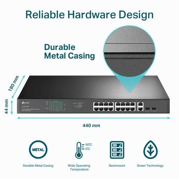 SWITCH TP LINK 18 PUERTOS GIGABIT RACKMOUNT TL-SG1218MP