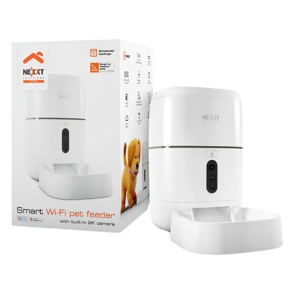 Dispensador de Alimento Inteligente Nexxt Solutions Connectivity Pet Feeder Wi-Fi con Cámara 1080p Blanco NHA-P610