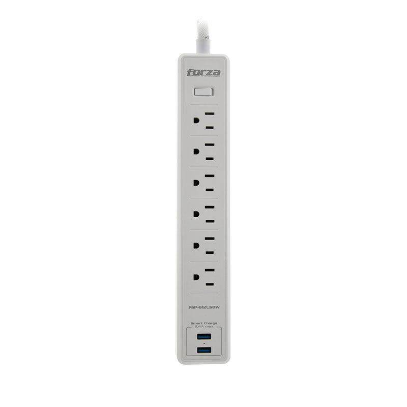 Protector Tensión Forza AC 110/220V 6 Salidas 2 USB FSP-612USBW