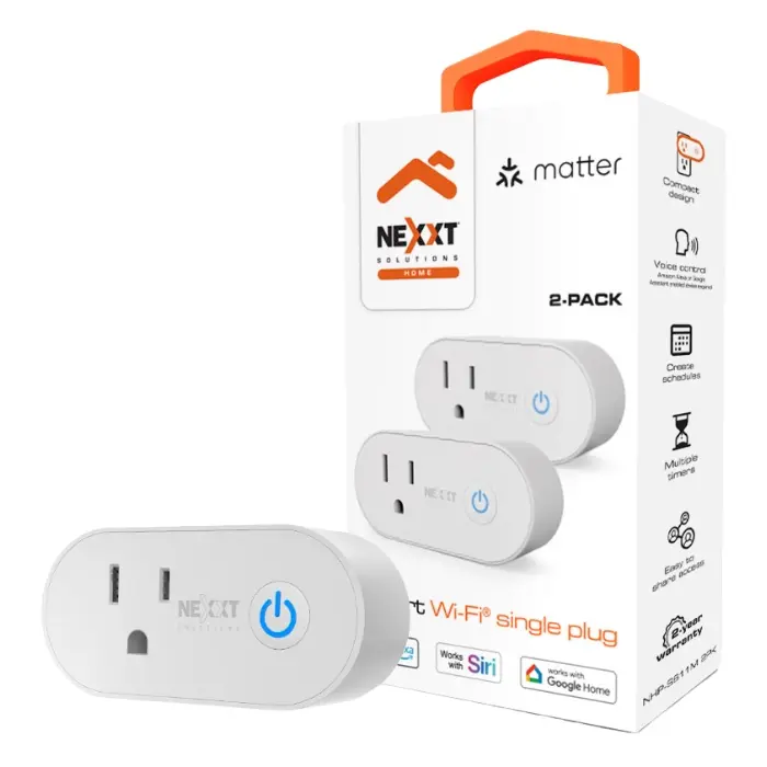 Enchufes Inteligentes Nexxt Solutions Smart Plug Wi-Fi Blancos 2-Pack NHP-S611M 2PK