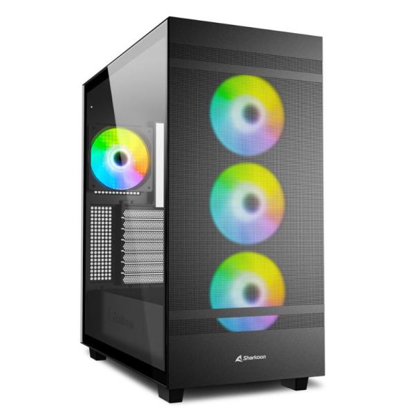 CASE SHARKOON REBEL C50 RGB MEDIA TORRE ATX PANEL LATERAL DE VIDRIO TEMPLADO 4VENTILADORES RGB LED NEGRO 4044951038244