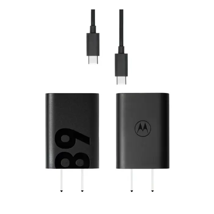 Adaptador de Corriente Motorola con cable USB-C a USB-C 68W Negro