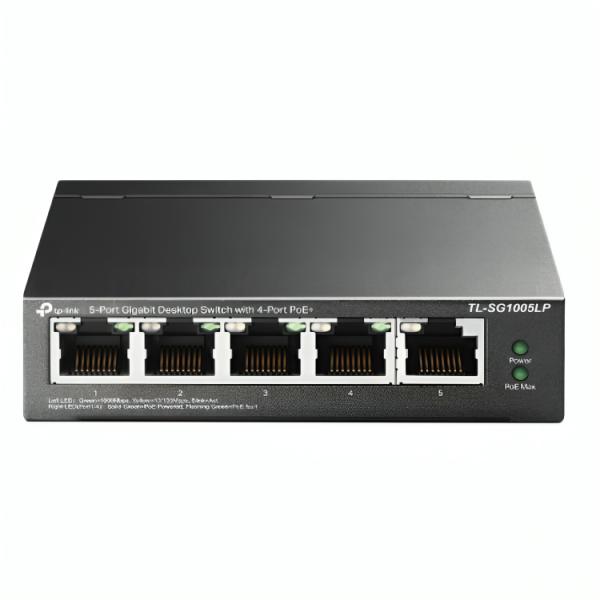 SWITCH TP LINK TL-SG1005LP(UN) 5 PUERTOS RJ45 4 PUERTOS POE 10/100/1000 MBPS NO ADMINISTRABLE