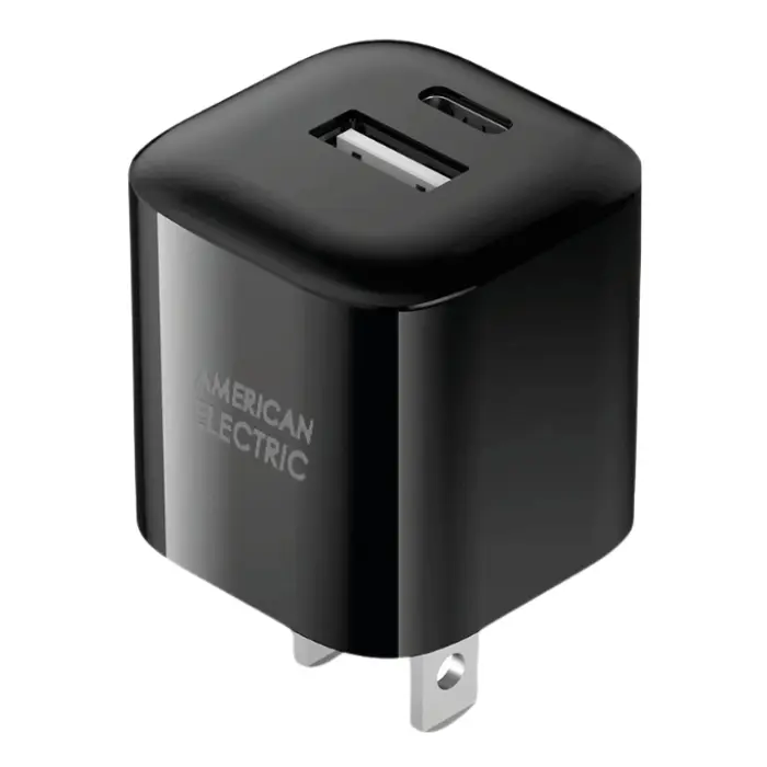 Adaptador de Corriente American Electric USB-A/USB-C 12W Negro JF-RWC218-BK