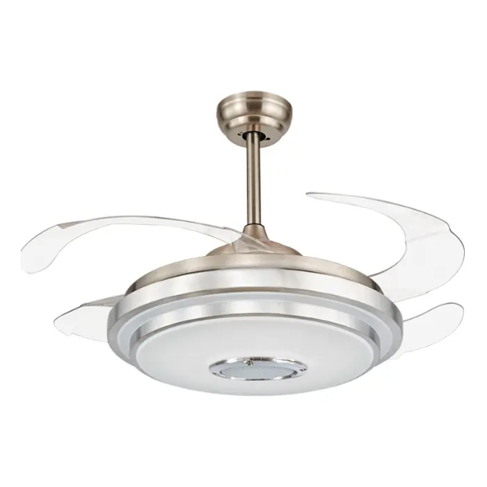 Bombillo LED American Electric Coro Satín 42″ 30W RGB con Ventilador y Parlante Bluetooth Satinado F8101-42-SN