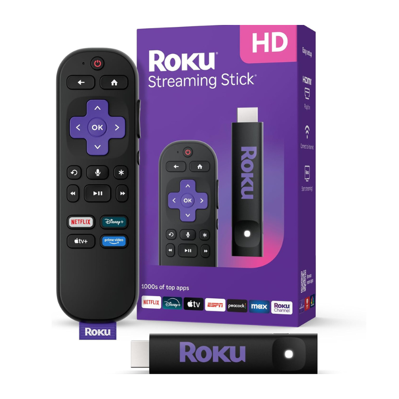 DISPOSITIVO DE TRANSMISIÓN ROKU STICK HD 2025 CON CONTROL POR VOZ ROKU-3840RW