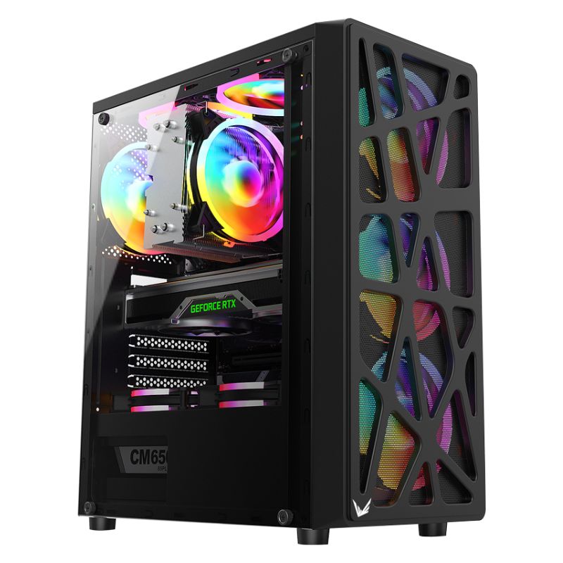 CASE RGB FORMULA V LINE MANA BLACK AR VENTILADORES 4 DE 120MM CON MALLA FONTAL Y PANEL LATERAL 4711401662815