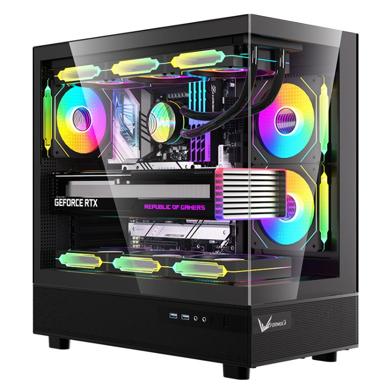 CASE ARGB FORMULA V LINE CRYSTAL Z8 FLOE BLACK MID TOWER VENTILADORES 5 DE 120MM CON VIDRIO LATERAL Y FRONTAL 4711401660828