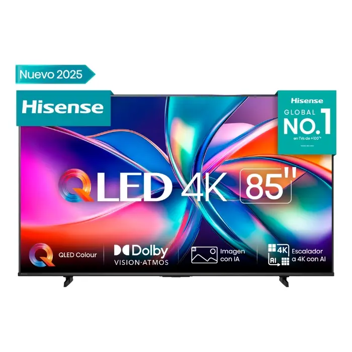 Pantalla Hisense Smart TV 85" 4K QLED 60Hz VIDAA U9 Negra 85Q6QV