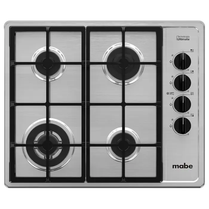Plantilla a Gas LP Empotrable Mabe 24″ 4 Quemadores Plateada/Negro PMI6055PF0