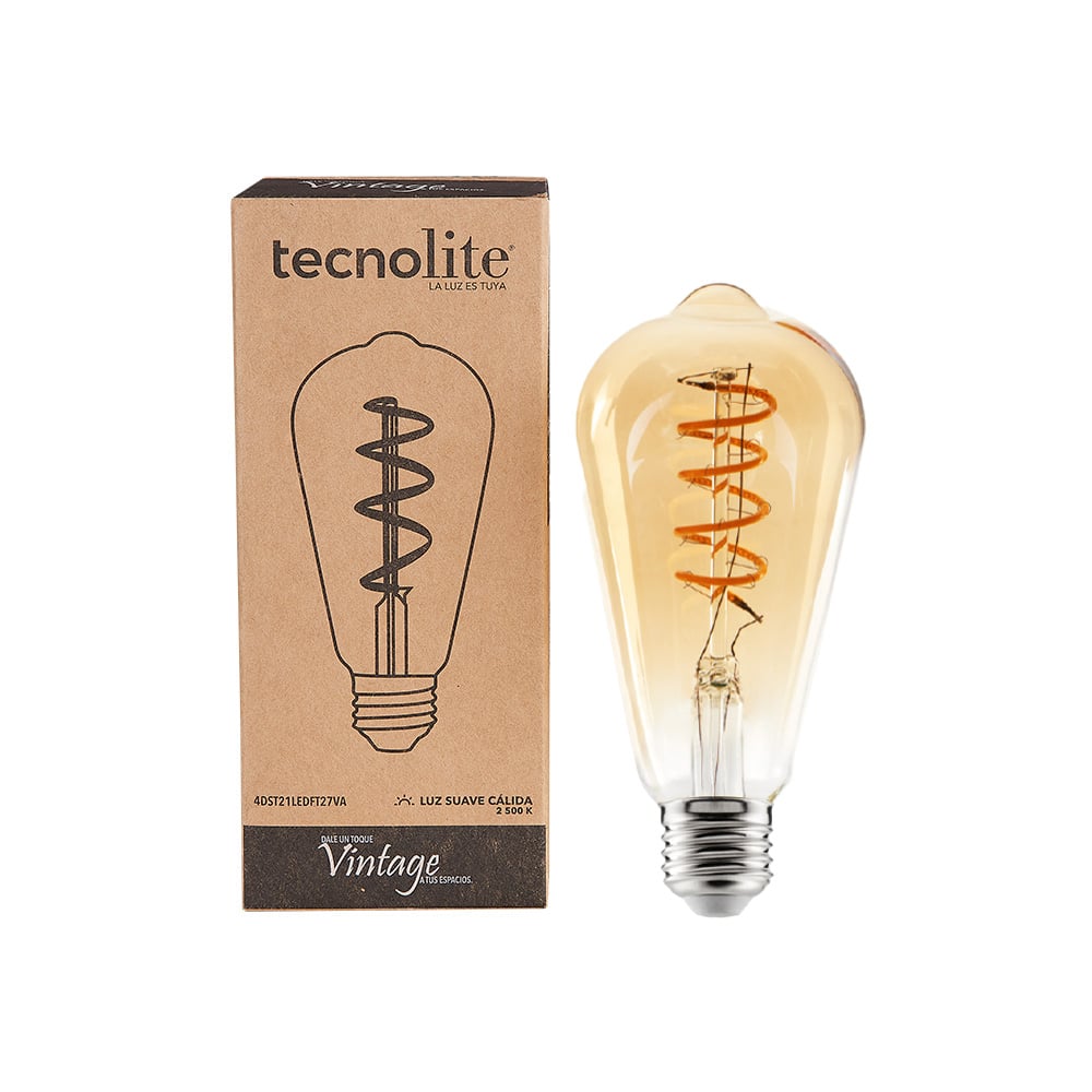 Foco ST21 LED Filamento 4.5 W, Luz Cálida Suave, Base E27