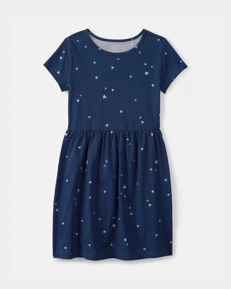 Vestido manga corta estampado corazones