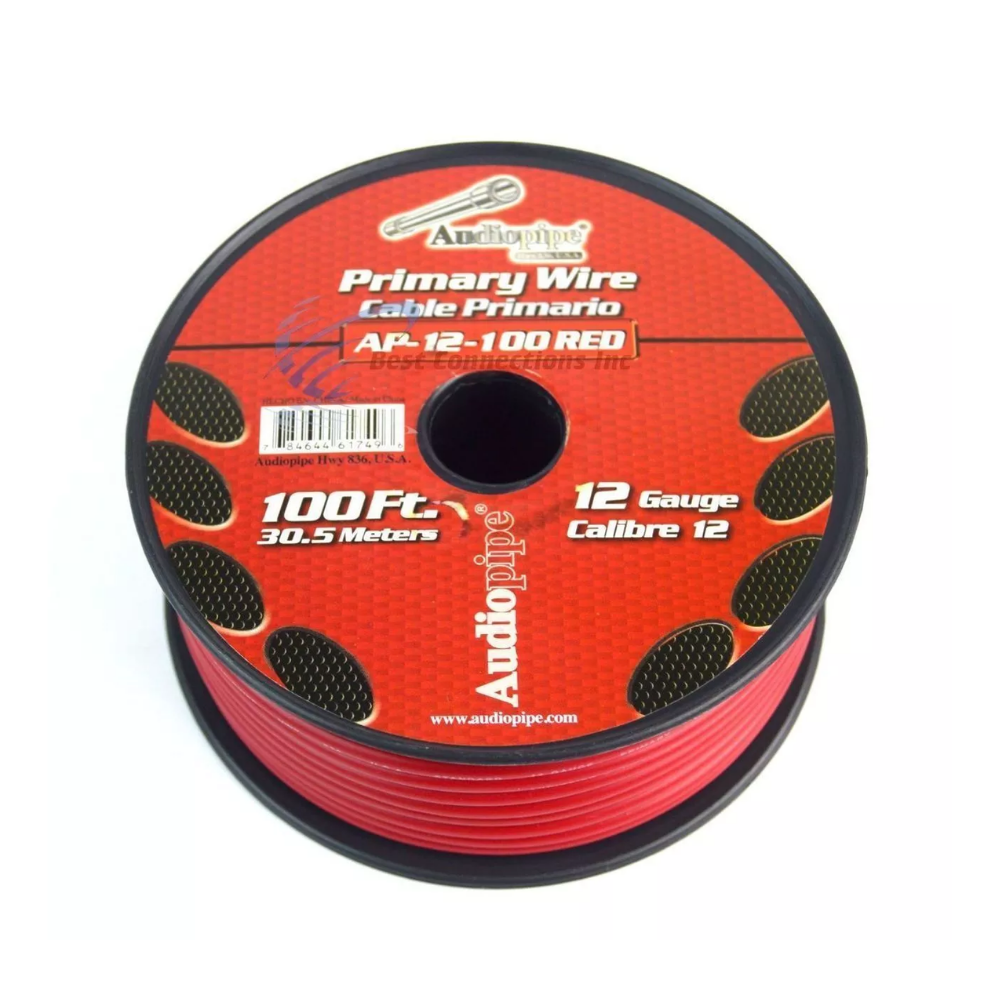 ROLLO CABLE AUTOMOTRIZ 30 MTS #12 ROJO AUDIOPIPE AP-12-100RED
