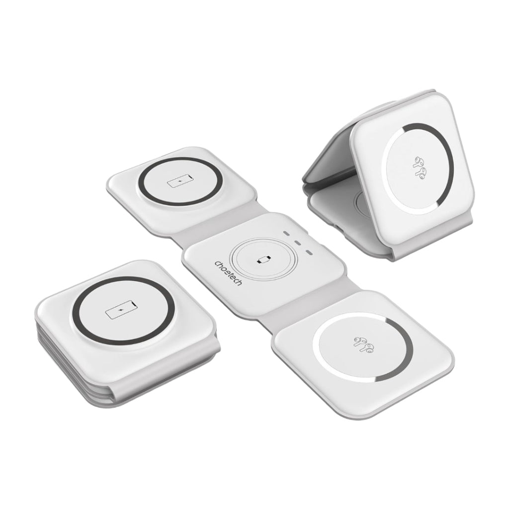 Cargador Inalámbrico Magnético Plegable 3 en 1, T588-F blanco T588-F