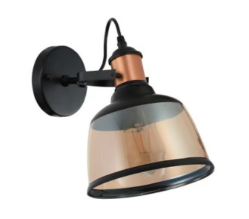Lámpara de Pared Arbotante Cristal, Potencia Máx. 60 W, 1 Base E27, Sobreponer, No incluye foco