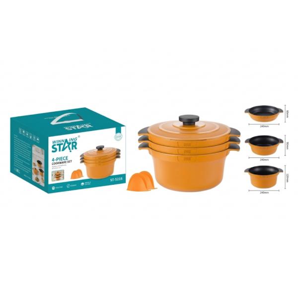 SET DE OLLAS WINNING STAR ST-5216 ALUMINIO 4 PIEZAS GUO-1761-WST-18643