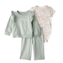 Conjunto Floral 3 Piezas con Sudadera y Detalles Bordados