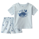 Conjunto 2 piezas cangrejito con camiseta y short azul suave