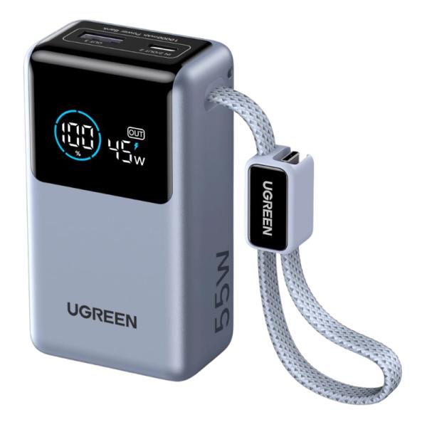 POWER BANK UGREEN PB727 NEXODE PRO 10000MAH CABLE USB-C INTEGRADO CON DIGITAL Y CARGA RÁPIDA 55W 75701B