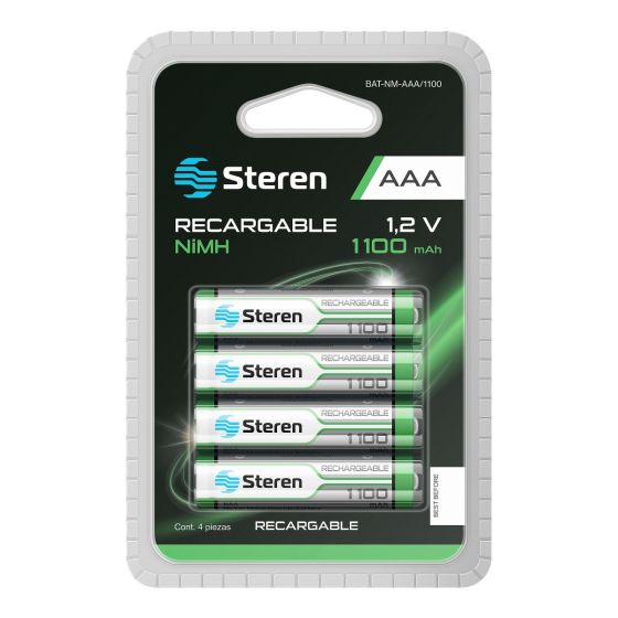 4 PILAS RECARGABLES Steren "AAA" NIMH 1100MAH BAT-NM-AAA/1100