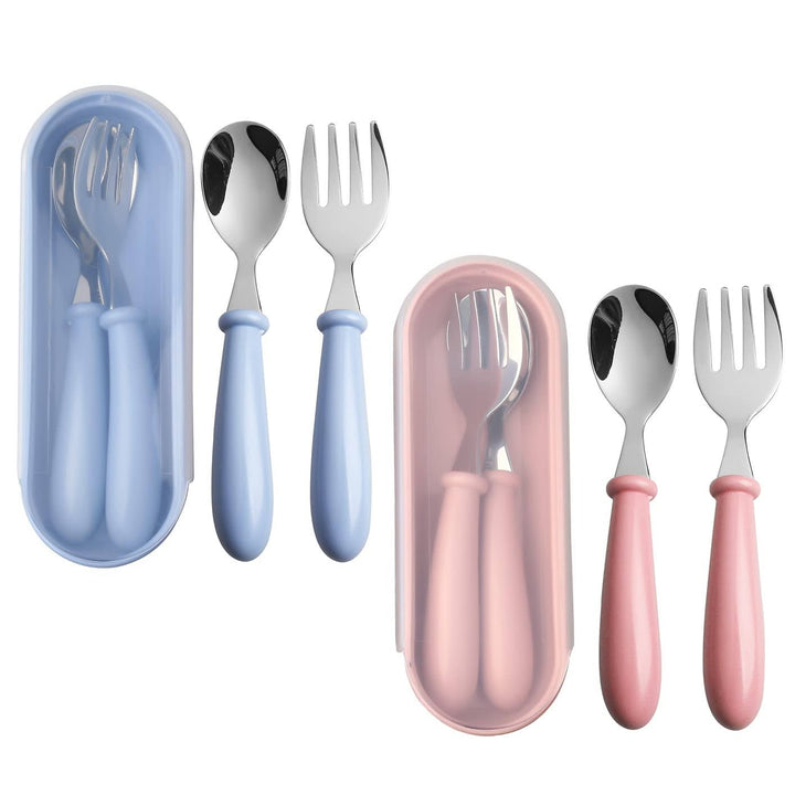 Cubiertos portátiles con estuche celestes-4D2 CDCRW