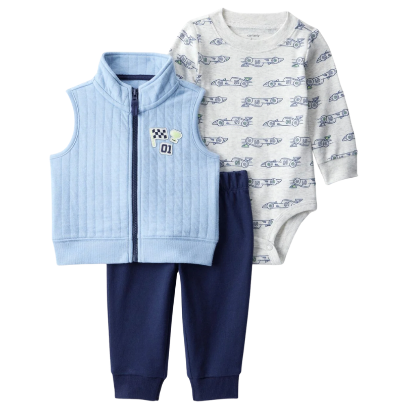 Conjunto 3 piezas Carter's para bebé niño 🏁💙