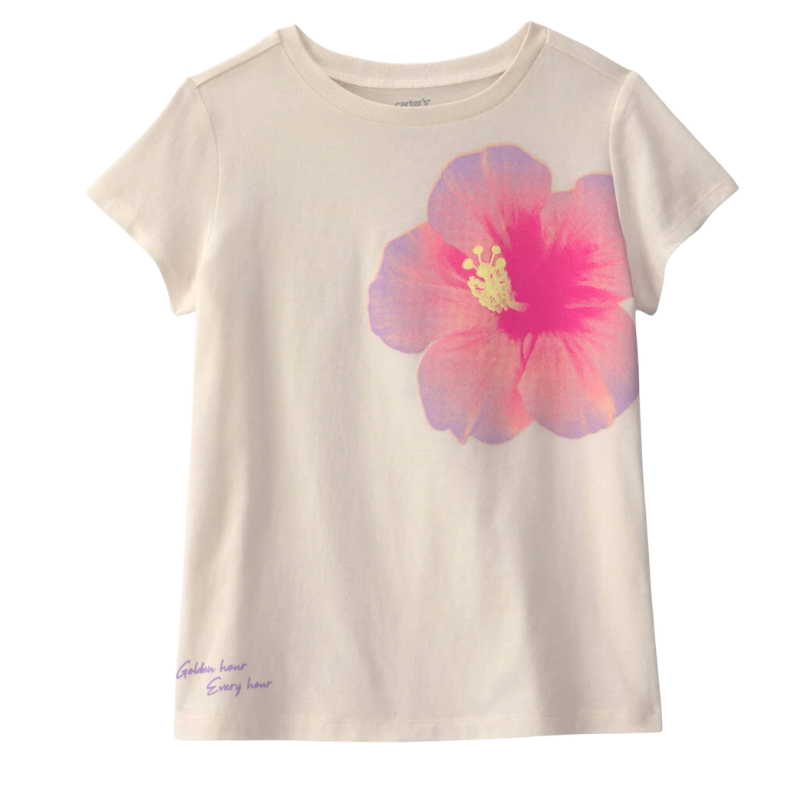 Blusa marfil con flor tropical para niña 🌺✨