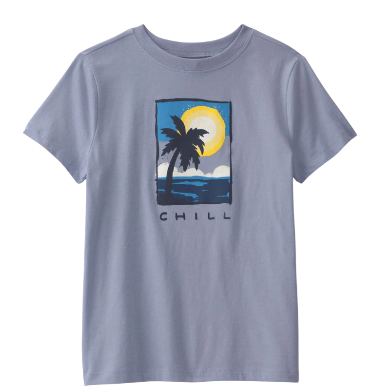 Camiseta azul estampada "Chill Beach" para niño 🌴🌙💙