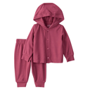 Conjunto PurelySoft™ de 2 piezas para bebita con capucha color vino
