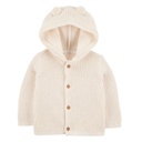 Cardigan tejido con capucha blanco para bebé