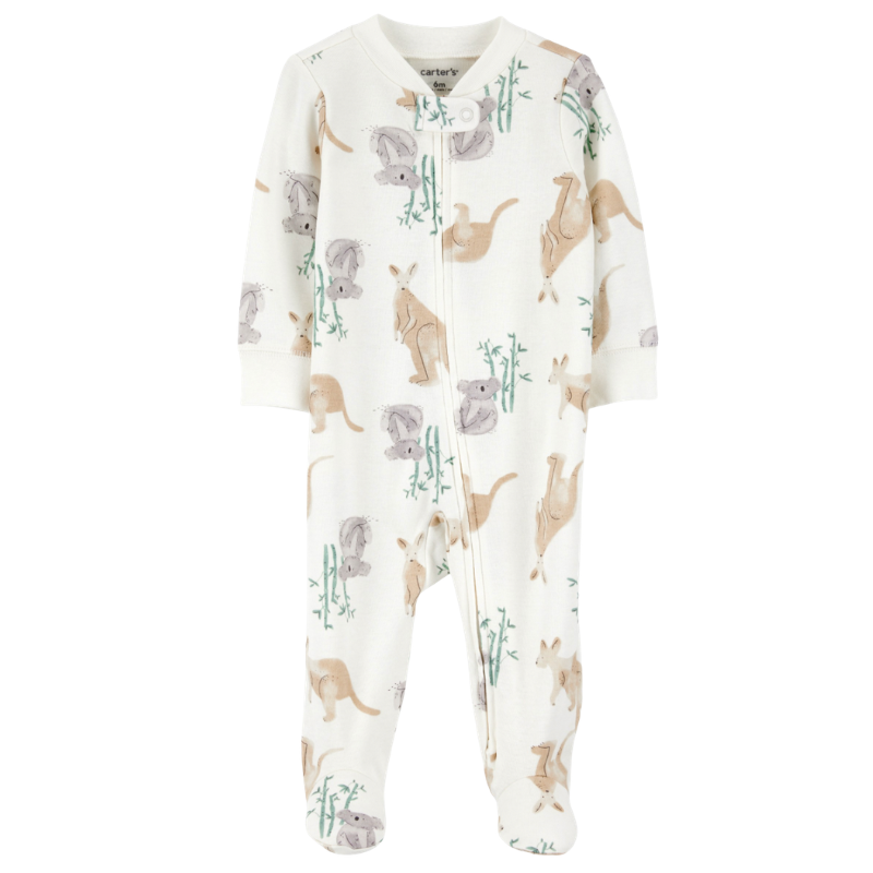 Pijama de 1 pieza  y estampado de canguros para bebito
