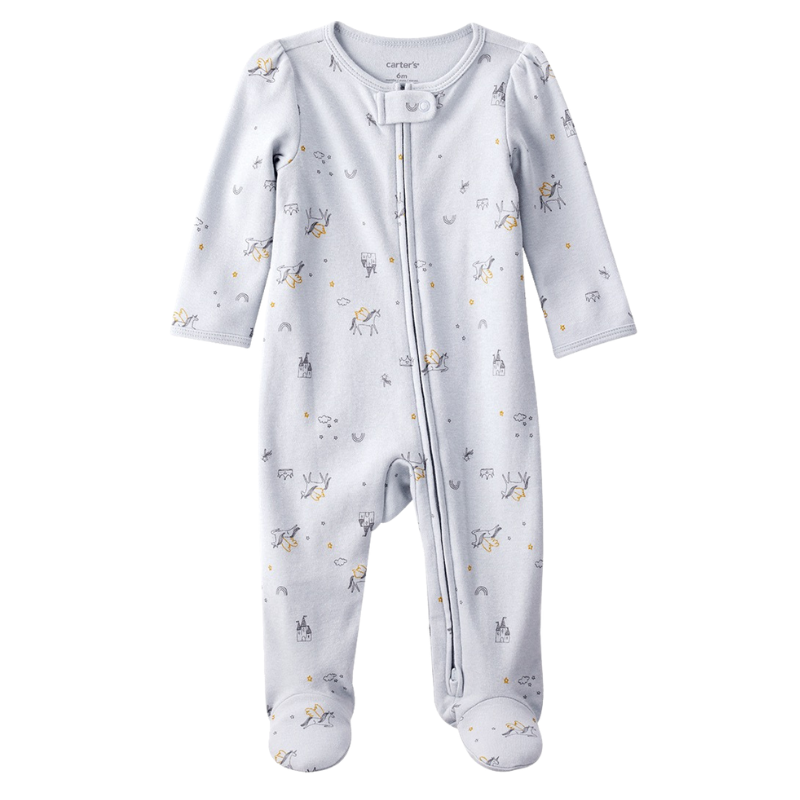 Pijama de 1 pieza  estampado de unicornios para bebita