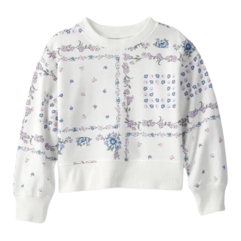 Abrigo afelpada con estampado floral para niña