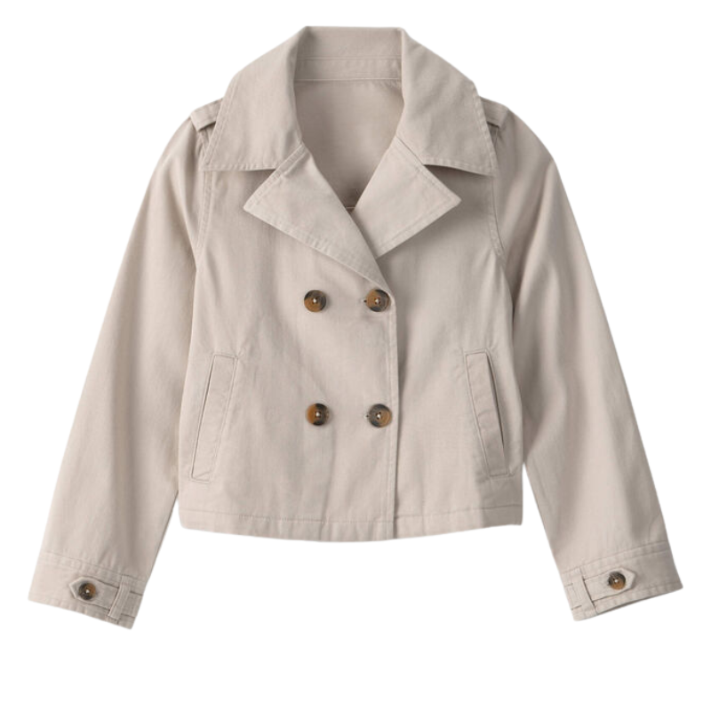 Abrigo corto beige con botones para niña