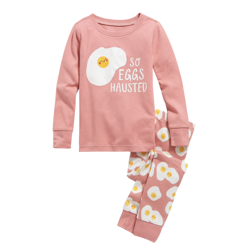 Pijama de 2 piezas estampada de huevitos para niña