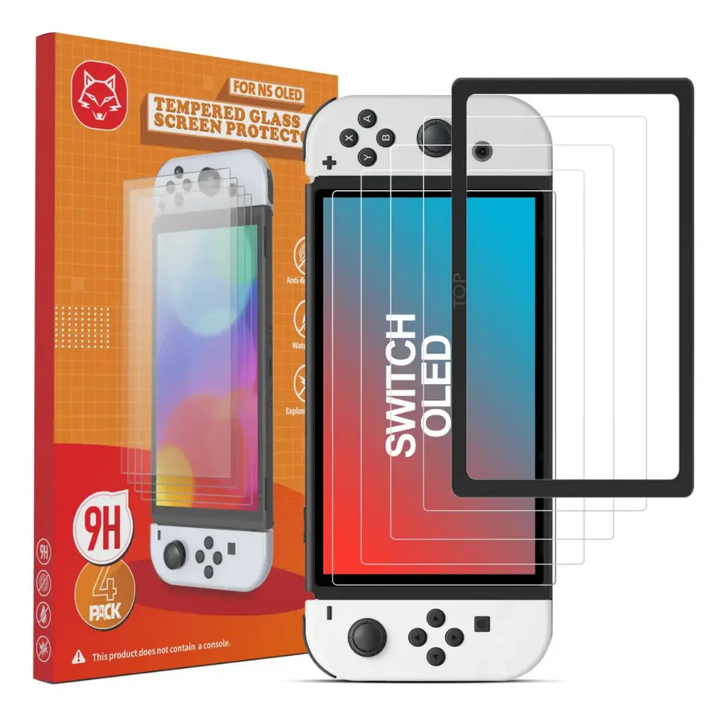 Vidrio Temperado para Nintendo Switch OLED 9H 4-Pack