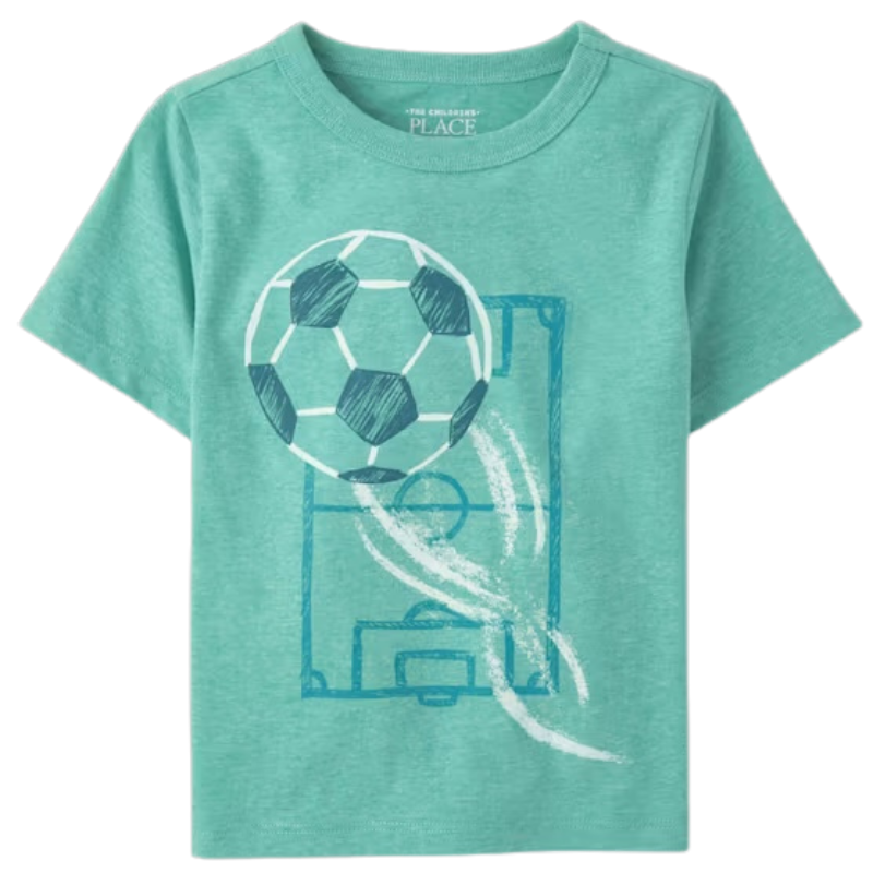 Camiseta verde con diseño de fútbol para niño