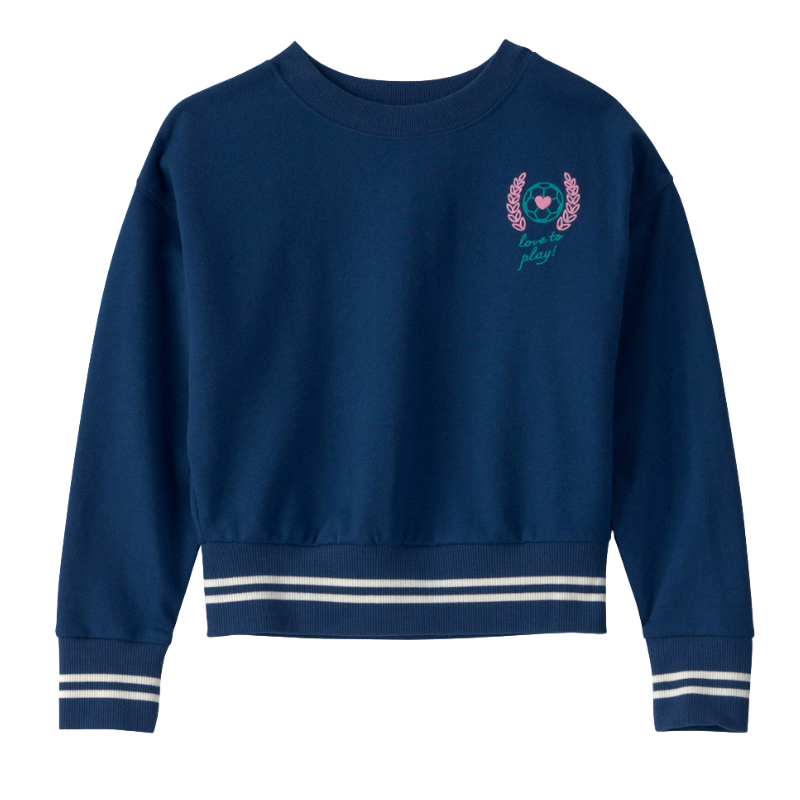 Pullover azul marino con detalle bordado de fútbol para niña