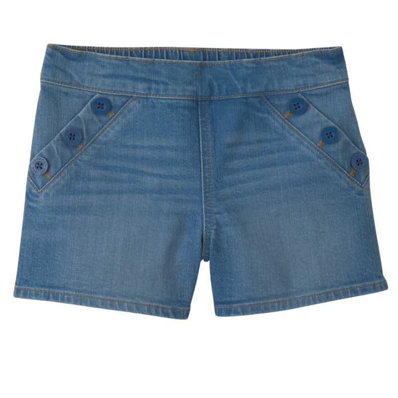 Short de mezclilla con bolsillos y botones decorativos para niña