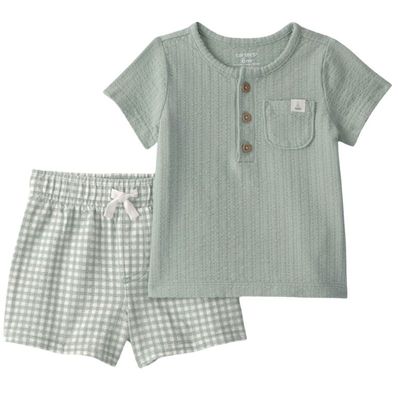 Conjunto de camiseta y short a cuadros para bebito