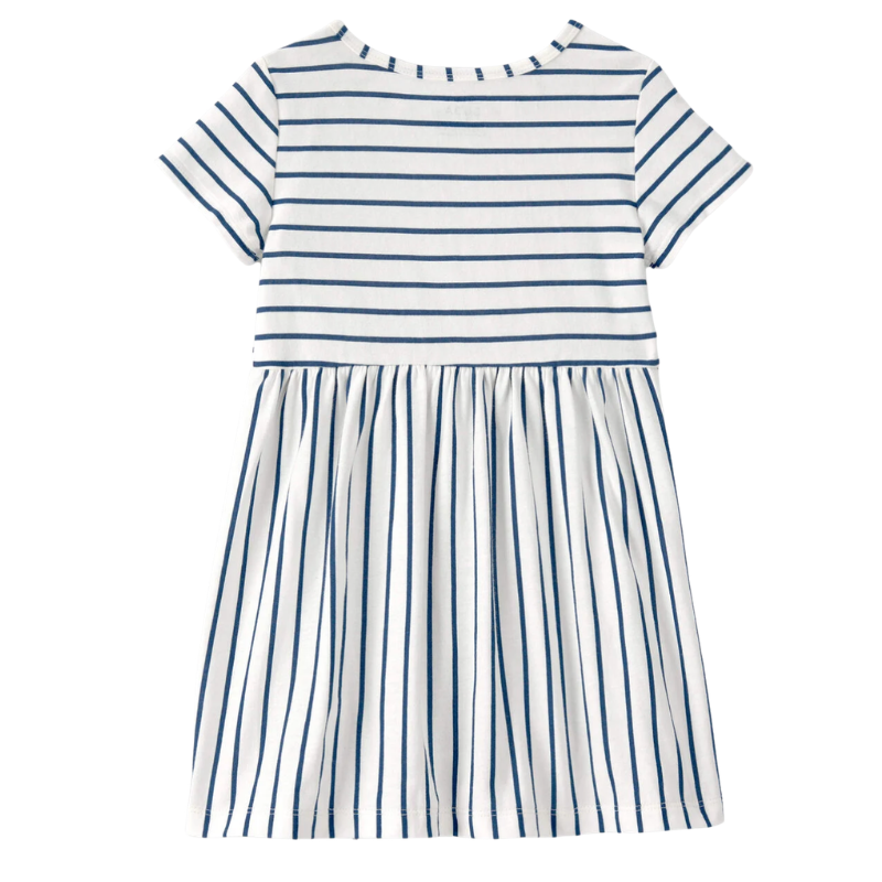 Vestido de rayas manga corta para niña