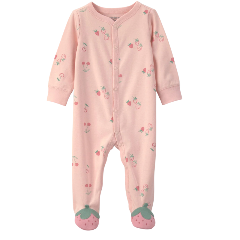 Pijama de 1 pieza con fresitas para bebita