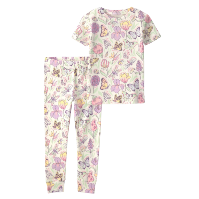 Pijama 2 piezas de mariposas y flores para niña