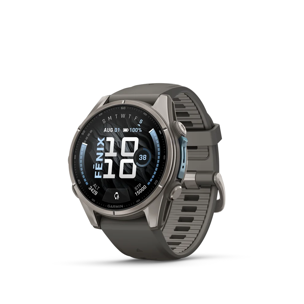 SmartWatch Garmin Fenix 9 43mm Titanium with Pebble Gray Silicone Band 010-04761-10