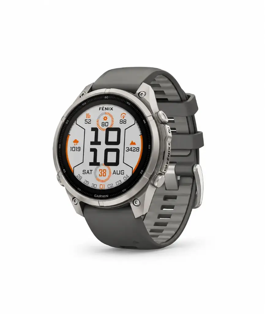 SmartWatch Garmin Fenix 9 Pro Solar 47mm Titanium with Pebble Gray/Silver Gray Silicone Band 010-04338-05