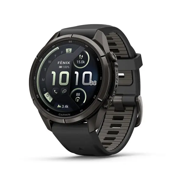 SmartWatch Garmin Fenix 9 Pro inReach 43mm Carbon Gray DLC Titanium with Black/Pebble Gray Silicone Band 010-04335-10