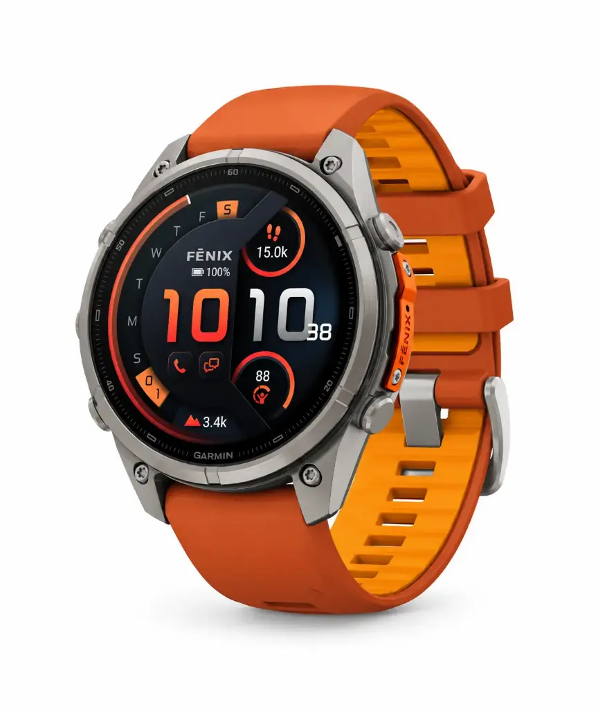 SmartWatch Garmin Fenix 9 Pro inReach 51mm Titanium with Autumn Orange/Spark Orange Silicone Band 010-04337-00