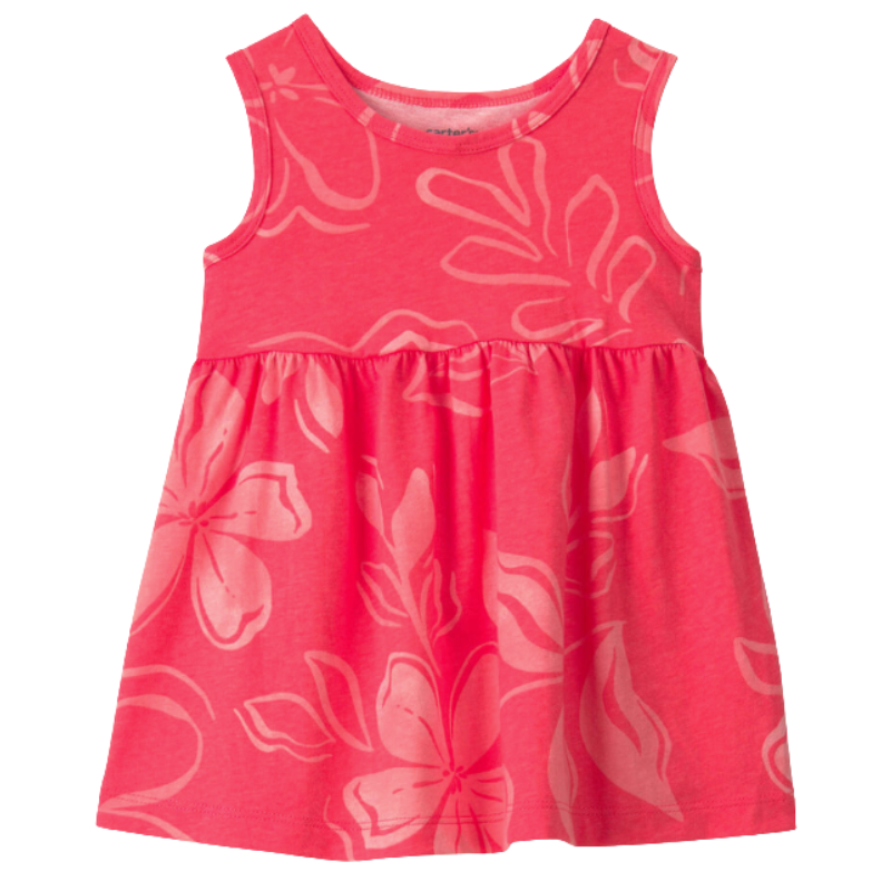 Vestido coral floral sin mangas